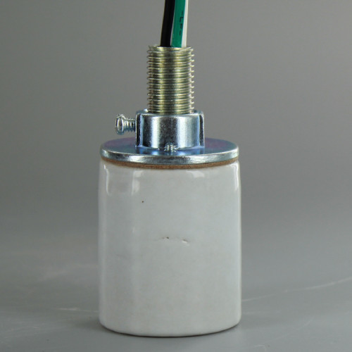 E-26 Porcelain Socket Pre-Wired with 1/4ips Cap and 8ft Wire Leads