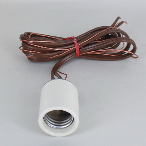 Leviton - E-26 Porcelain Socket Pre-Wired with 4ft. Brown 18/2 SPT-1 Leads and Ground Wire