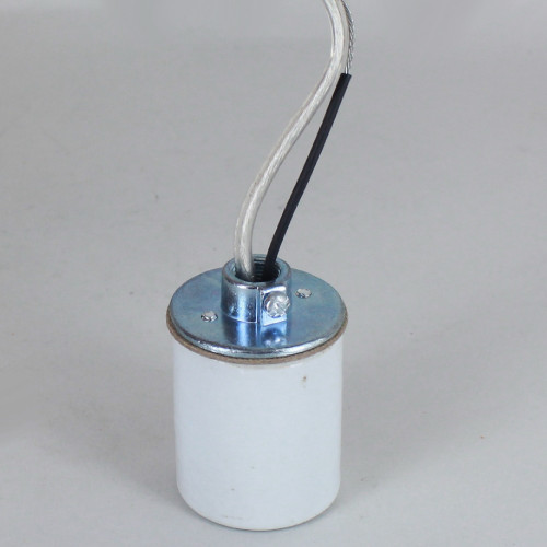 E-26 Porcelain Socket with 1/8ips. Cap and 10ft. Silver and Ground Wire Leads