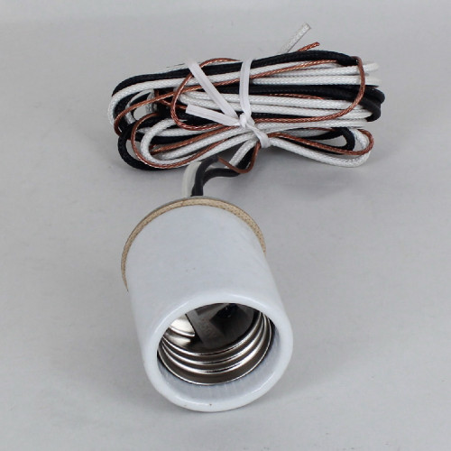 E-26 Porcelain Socket Pre-Wired with 72in. Hi-Temp Leads and Ground Wire