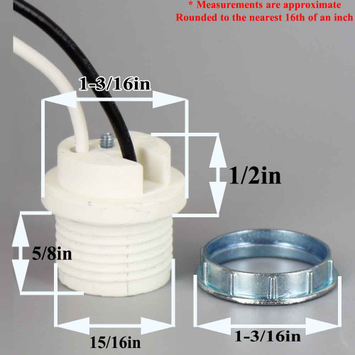 E-12 Threaded Porcelain Sign Socket With Shoulder And 1/8ips Threaded Hickey