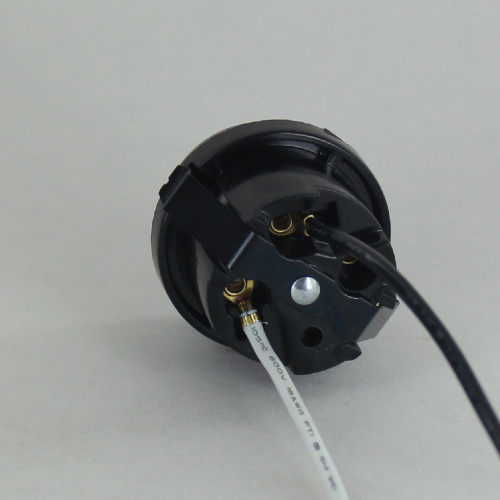 Black E-26 Base Phenolic Flange Snap in Lamp Socket with Wire Leads