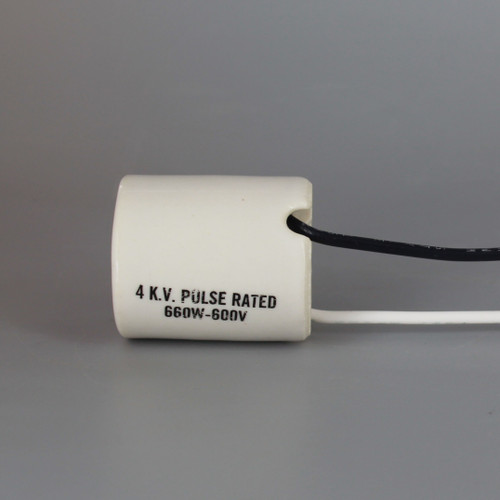 4KV Pulse Rated E-26 Medium Base Keyless Porcelain Lamp Socket with 6/32 Threaded Mounting Bushings