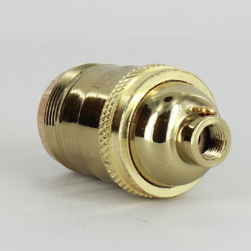 Polished Brass Finish Cast Uno Threaded E-26 Short Keyless Socket with 1/8ips. Cap and Set Screw