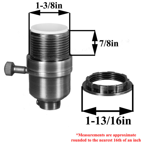 Polished Nickel Finish Aluminum Threaded Skirt Single Turn On-Off Lamp Socket 1/8ips Threaded Cap