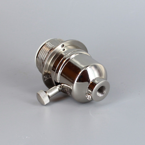 Polished Nickel Finish Aluminum Threaded Skirt Single Turn On-Off Lamp Socket 1/8ips Threaded Cap