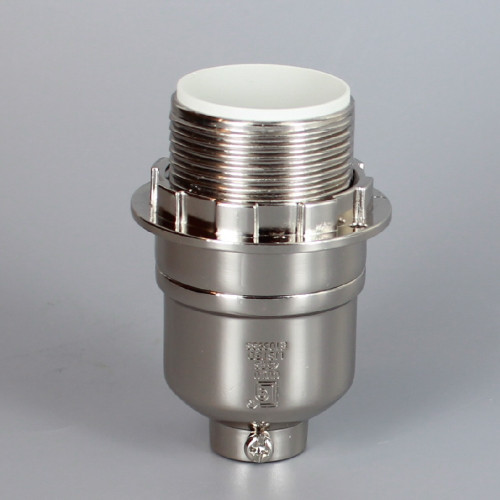 Polished Nickel Finish Aluminum Threaded Skirt Keyless Lamp Socket with 1/8ips Threaded Cap