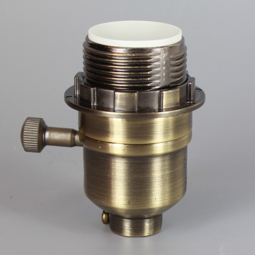 Antique Brass Finish Aluminum Threaded Skirt Single Turn On-Off Lamp Socket 1/8ips Threaded Cap