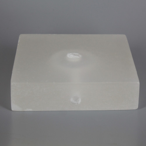 4in. SQUARE ALABASTER LAMP BASE WITH WIRE WAY - 1/8ips SLIP CENTER HOLE