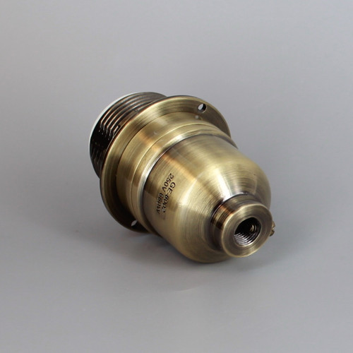 Antique Brass Finish Aluminum Threaded Skirt Keyless Lamp Socket with 1/8ips Threaded Cap