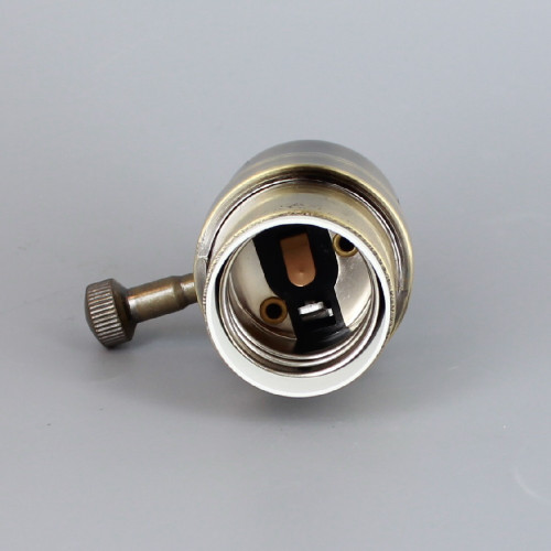 Antique Brass Finish Aluminum Modern Style 3-Way Turn Knob Lamp Socket with 1/8ips Threaded Cap.