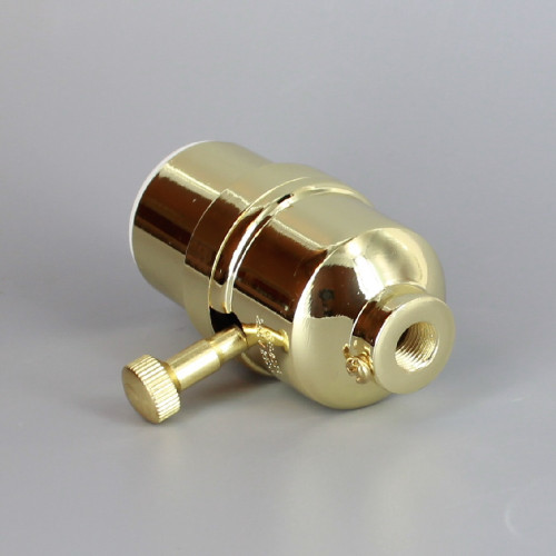 Brass Plated Finish Aluminum Modern Style 3-Way Turn Knob Lamp Socket with 1/8ips Threaded Cap