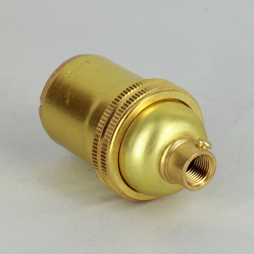 E-26 Keyless Socket with 1/8ips. Female Threaded Cap - Polished Gilt Finish