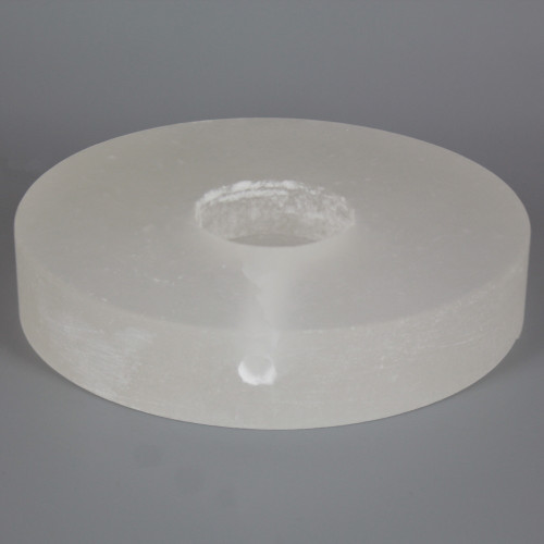 5in. ROUND ALABASTER LAMP BASE WITH WIRE WAY - 1/8ips SLIP CENTER HOLE