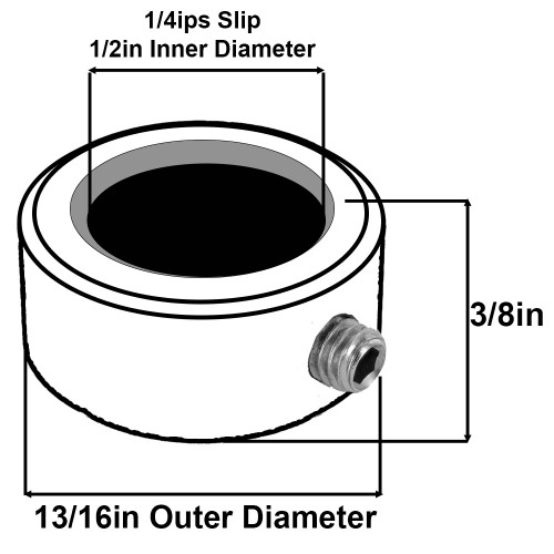 1/2in. Modern Slip Ring with Side Screw - Slips 1/4ips Pipe - Satin Nickel Finish