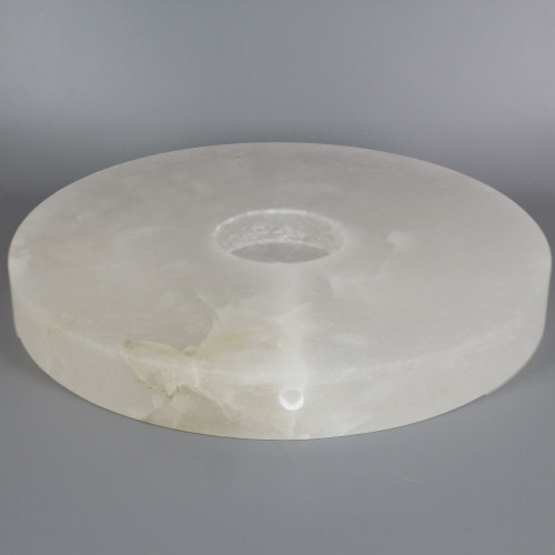 8in. ROUND ALABASTER LAMP BASE WITH WIRE WAY - 1/8ips SLIP CENTER HOLE