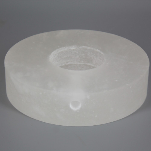 4in. ROUND ALABASTER LAMP BASE WITH WIRE WAY - 1/8ips SLIP CENTER HOLE