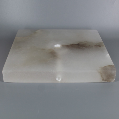 8in. SQUARE ALABASTER LAMP BASE WITH WIRE WAY - 1/8ips SLIP CENTER HOLE