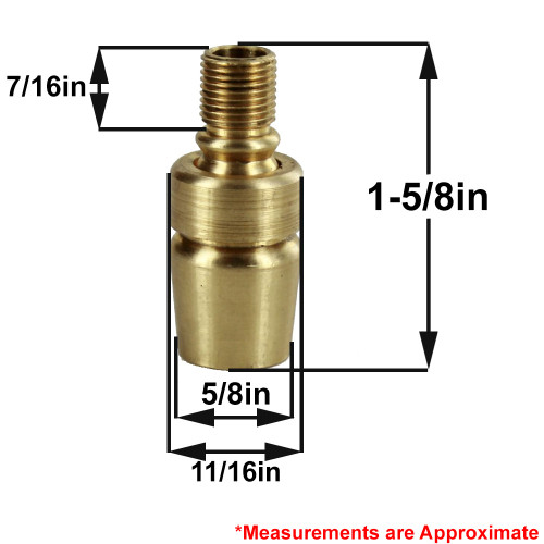 1/8ips Male X 1/4ips Female Threaded Tapered Swivel - Unfinished Brass