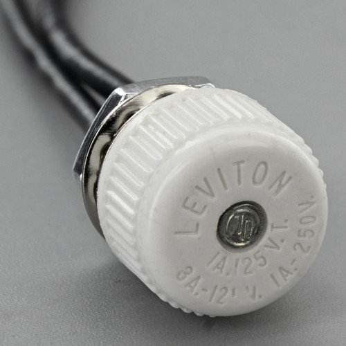 Leviton - Single Pole Rotary Switch with Non-Removable Knob and 6in. Wire Leads - White.