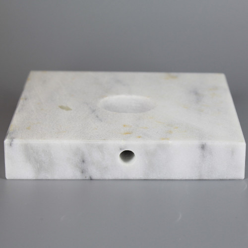 5in Diameter Square White Marble Lamp Base