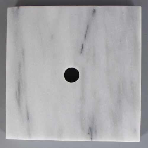 5in Diameter Square White Marble Lamp Base