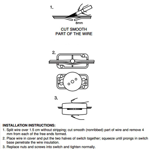 Single Pole On-Off Rotary Line Switch for SPT-1 Cord - White