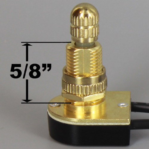 5/8in Shank On-Off Rotary Switch with 6in. Wire Leads - Brass Plated