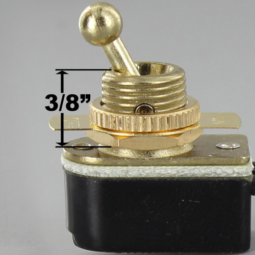 3/8in. Bushing On/Off Toggle Switch with 6in. Wire Leads - Brass Plated