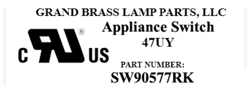 3/8in Shank On/Off Rotary Lamp Switch with Removeable Knob and Wire Leads - Brass Plated