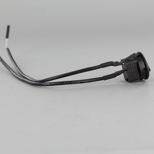 On-Off Round Toggle Switch with 6in Long Wire Leads - Black