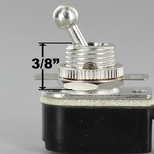 3/8in. Bushing On/Off Toggle Switch with 6in. Wire Leads - Nickel Plated