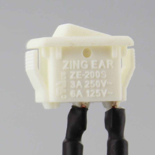 Mini On-Off Snap-In Rocker Switch with 6in Long Leads - White