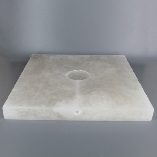 10in. SQUARE ALABASTER LAMP BASE WITH WIRE WAY - 1/8ips SLIP CENTER HOLE