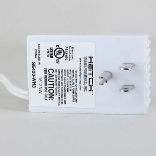 White 60W, 12V Plug In Transformer