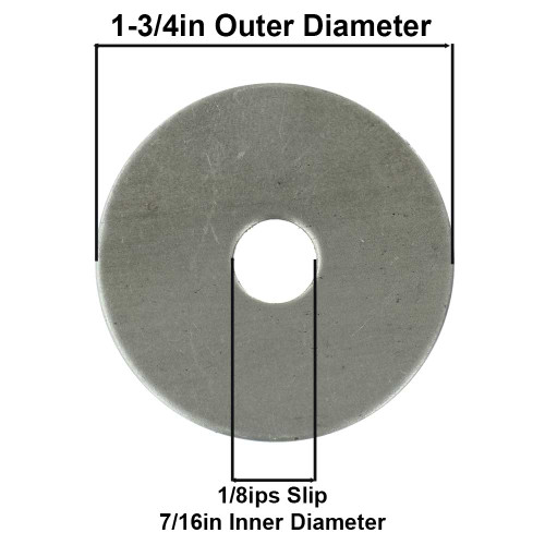 1-3/4in. Diameter - Steel Washer - 1/8ips. Slip Center Hole