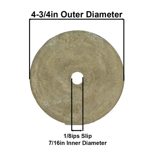 4-3/4in. Diameter - Solid Brass Washer - 1/8ips. Slip Through Hole - Unfinished Brass