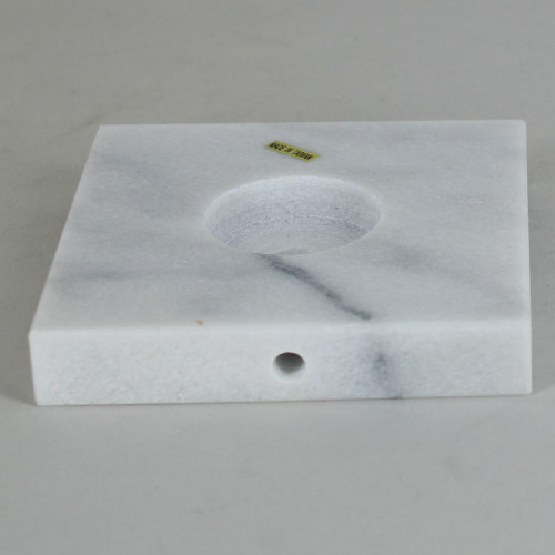 4in Diameter Square White Marble Lamp Base