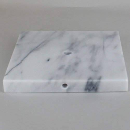 6in Diameter Square White Marble Lamp Base