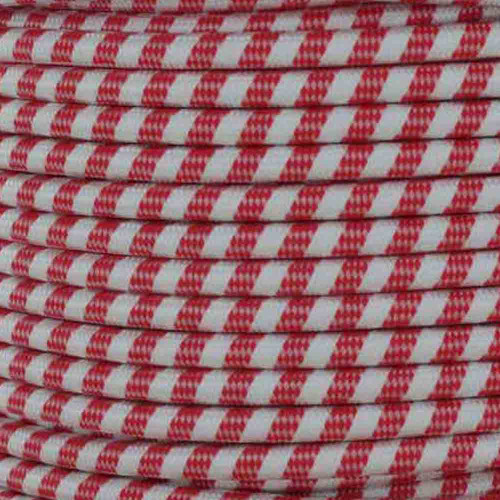 18/2 SVT-B Red And White Candy Cane Swirl Nylon Fabric Cloth Covered Pendant And Table Lamp Wire