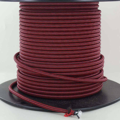 18/2 SVT-B BLACK/RED DIAMOND PATTERN NYLON FABRIC CLOTH COVERED PENDANT AND TABLE LAMP WIRE