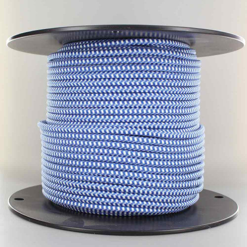 18/2 SVT-B White/Blue Hounds Tooth Pattern Nylon Fabric Cloth Covered Pendant And Table Lamp Wire