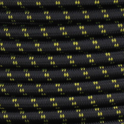 18/2 SVT-B Black/Yellow 2 Tic Tracer Pattern Nylon Fabric Cloth Covered Pendant And Lamp Wire.