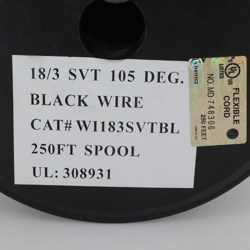 18/3 SVT Black PVC Pendant and Table Lamp Wire