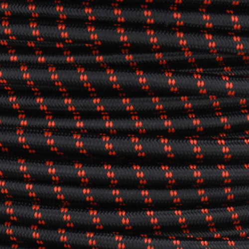 18/3 SVT-B Black/Safety Orange 2 Tic Tracer  Nylon Fabric Cloth Covered Pendant And Table Lamp Wire