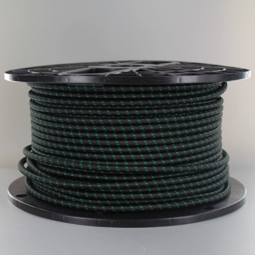 18/3 SVT-B Black/Green 2 Tic Tracer Pattern Nylon Fabric Cloth Covered Pendant And Table Lamp Wire
