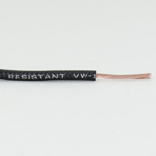 18/1 Single Conductor Black Nylon Over Braid AWM 105 Degree White Wire