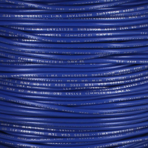 18/1 Single Conductor AWM 105 Degree Blue Wire