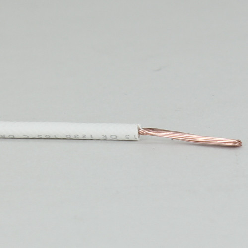 18/1 Single Conductor White with Red Marker Nylon Over Braid AWM 105 Degree White Wire