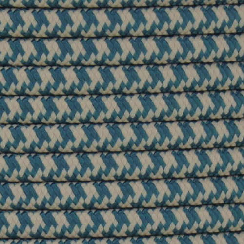 18/2 SPT1-B Teal/Beige Hounds Tooth Pattern Nylon Fabric Cloth Covered Lamp and Lighting Wire